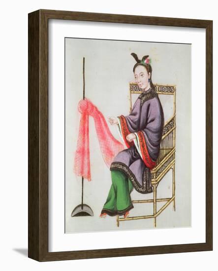 A Chinese Woman Making a Fishing Net, Qianlong Period (1736-96)-Leonetto Cappiello-Framed Giclee Print