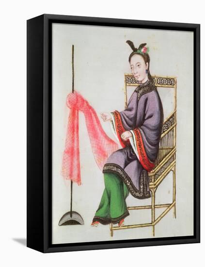 A Chinese Woman Making a Fishing Net, Qianlong Period (1736-96)-Leonetto Cappiello-Framed Stretched Canvas