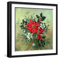 A Christmas Arrangement with Holly, Mistletoe and Other Winter Flowers-Albert Williams-Framed Giclee Print