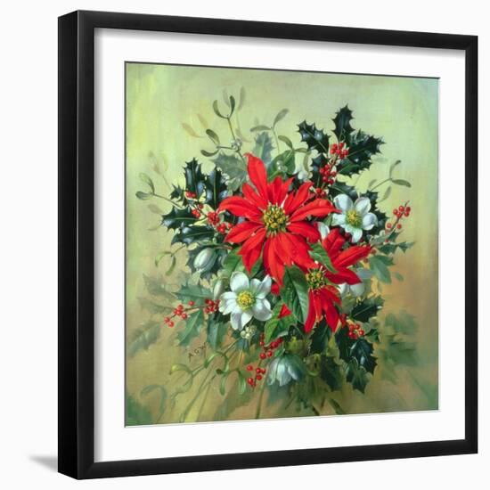 A Christmas Arrangement with Holly, Mistletoe and Other Winter Flowers-Albert Williams-Framed Giclee Print