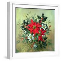 A Christmas Arrangement with Holly, Mistletoe and Other Winter Flowers-Albert Williams-Framed Giclee Print