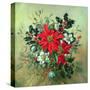 A Christmas Arrangement with Holly, Mistletoe and Other Winter Flowers-Albert Williams-Stretched Canvas