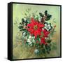 A Christmas Arrangement with Holly, Mistletoe and Other Winter Flowers-Albert Williams-Framed Stretched Canvas