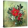 A Christmas Arrangement with Holly, Mistletoe and Other Winter Flowers-Albert Williams-Stretched Canvas