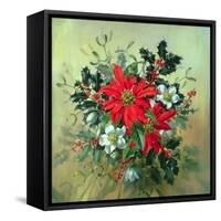 A Christmas Arrangement with Holly, Mistletoe and Other Winter Flowers-Albert Williams-Framed Stretched Canvas