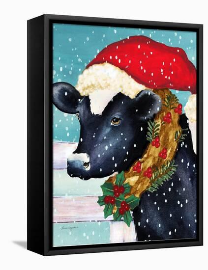 A Christmas Cow-Laurie Korsgaden-Framed Stretched Canvas