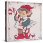 A Christmas Elf Holding a Candy Cane-Beverly Johnston-Stretched Canvas