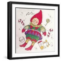 A Christmas Elf with Toys and Candy-Beverly Johnston-Framed Giclee Print