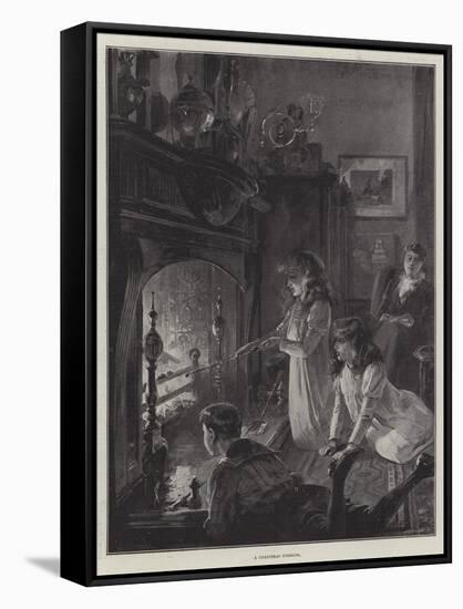 A Christmas Fireside-William Heysham Overend-Framed Stretched Canvas