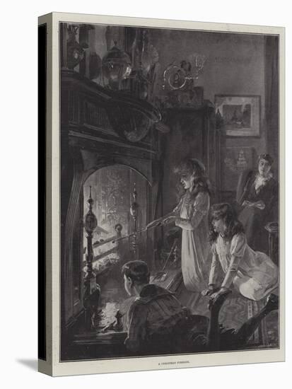 A Christmas Fireside-William Heysham Overend-Stretched Canvas