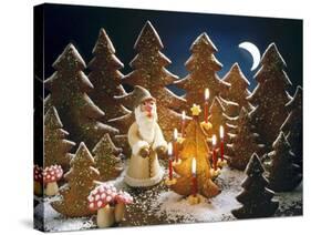 A Christmas Forest Scene with Father Christmas-null-Stretched Canvas