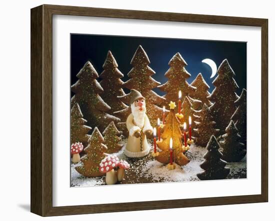 A Christmas Forest Scene with Father Christmas-null-Framed Photographic Print