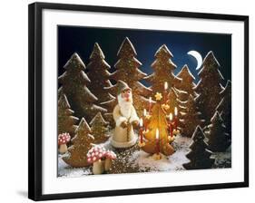 A Christmas Forest Scene with Father Christmas-null-Framed Photographic Print