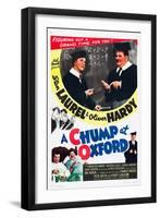 A Chump at Oxford, Stan Laurel, Oliver Hardy on poster art, 1940-null-Framed Art Print