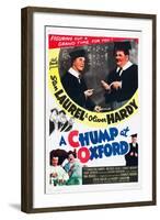 A Chump at Oxford, Stan Laurel, Oliver Hardy on poster art, 1940-null-Framed Art Print