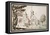 A Church in Lorraine and a Neighbouring Building-Jacques Callot-Framed Stretched Canvas