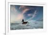 A church in the winter in western Iceland at sunset.-Alex Saberi-Framed Photographic Print
