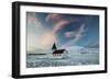 A church in the winter in western Iceland at sunset.-Alex Saberi-Framed Photographic Print