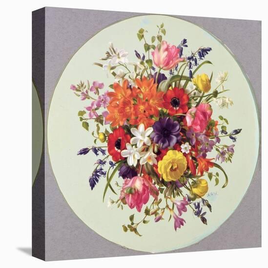 A Circular Arrangement of Flowers-Albert Williams-Stretched Canvas