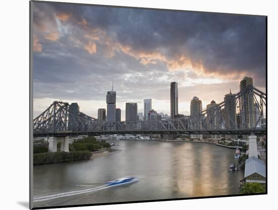 A Citycat Ferry Cruises Beneath Brisbane's Story Bridge Towards City Centre, Brisbane, Australia-Andrew Watson-Mounted Photographic Print