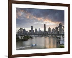 A Citycat Ferry Cruises Beneath Brisbane's Story Bridge Towards City Centre, Brisbane, Australia-Andrew Watson-Framed Photographic Print