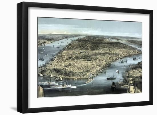 A Cityscape View of New York City, Circa 1850-Stocktrek Images-Framed Art Print