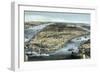 A Cityscape View of New York City, Circa 1850-Stocktrek Images-Framed Art Print