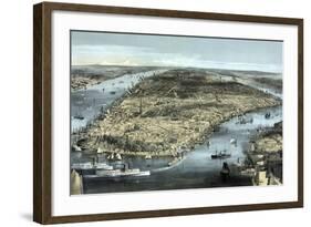 A Cityscape View of New York City, Circa 1850-Stocktrek Images-Framed Art Print