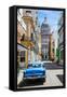 A Classic Car Parked on Street Next to Colonial Buildings with Former Parliament Building-Sean Cooper-Framed Stretched Canvas