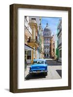 A Classic Car Parked on Street Next to Colonial Buildings with Former Parliament Building-Sean Cooper-Framed Photographic Print