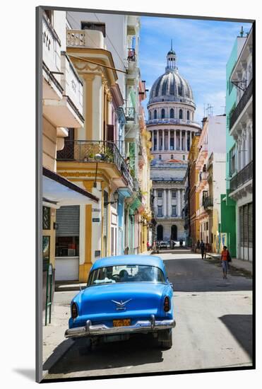A Classic Car Parked on Street Next to Colonial Buildings with Former Parliament Building-Sean Cooper-Mounted Photographic Print
