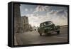 A classic Chevrolet car on the Malecon in Havana, Cuba.-Alex Saberi-Framed Stretched Canvas