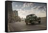 A classic Chevrolet car on the Malecon in Havana, Cuba.-Alex Saberi-Framed Stretched Canvas