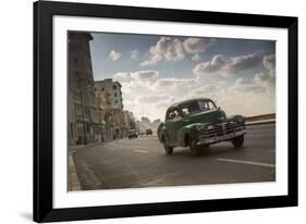 A classic Chevrolet car on the Malecon in Havana, Cuba.-Alex Saberi-Framed Photographic Print