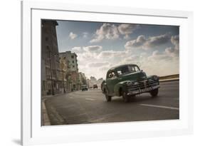 A classic Chevrolet car on the Malecon in Havana, Cuba.-Alex Saberi-Framed Photographic Print