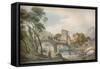 'A Classical Landscape', c18th century-Paul Sandby-Framed Stretched Canvas