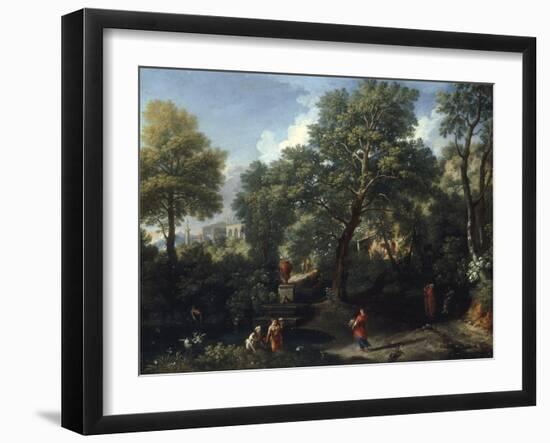 A Classical Landscape with Figures Bathing in a Pond-Jan Frans van Bloemen-Framed Giclee Print