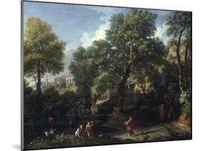 A Classical Landscape with Figures Bathing in a Pond-Jan Frans van Bloemen-Mounted Giclee Print