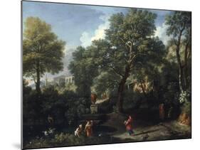 A Classical Landscape with Figures Bathing in a Pond-Jan Frans van Bloemen-Mounted Giclee Print