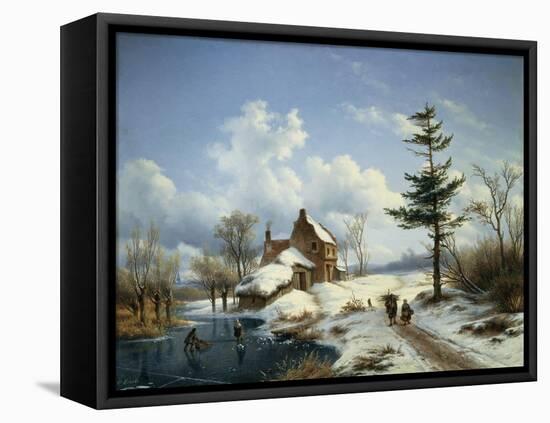 A Clear Winter's Day-Cornelius Lieste-Framed Stretched Canvas