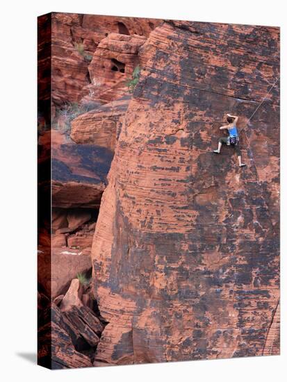 A Climber Ascends a Rock Face-null-Stretched Canvas