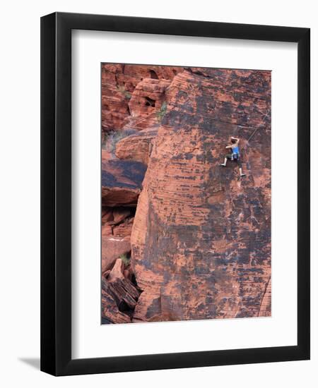 A Climber Ascends a Rock Face-null-Framed Premium Photographic Print