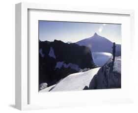 A Climber Enjoying the View Over the Mountain Landscape, Chile-Pablo Sandor-Framed Photographic Print