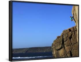 A Climber Tackles a Difficult Route on the Cliffs Near Sennen Cove, Cornwall, England-David Pickford-Framed Photographic Print