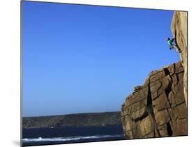 A Climber Tackles a Difficult Route on the Cliffs Near Sennen Cove, Cornwall, England-David Pickford-Mounted Photographic Print
