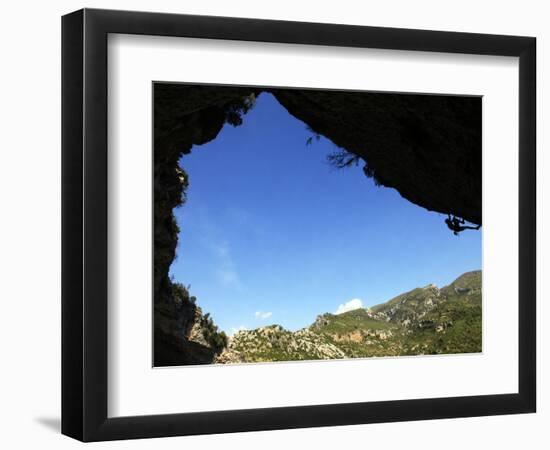 A Climber Tackles an Overhanging Climb in the Mascun Canyon, Rodellar, Aragon, Spain, Europe-David Pickford-Framed Photographic Print