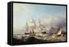 A Clipper Ship Off the Mumbles Lighthouse, Swansea-James Harris of Swansea-Framed Stretched Canvas