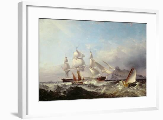 A Clipper Ship Off the Mumbles Lighthouse, Swansea-James Harris of Swansea-Framed Giclee Print