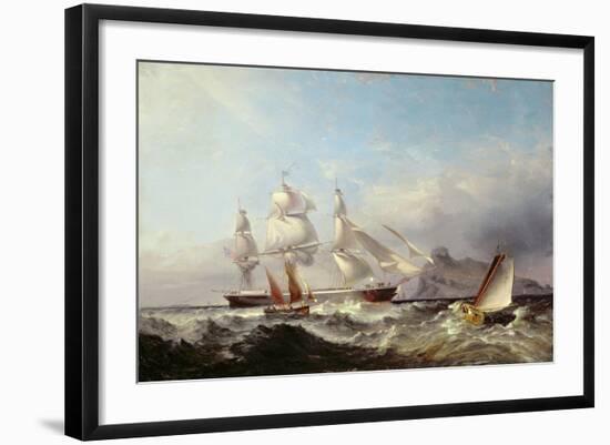 A Clipper Ship Off the Mumbles Lighthouse, Swansea-James Harris of Swansea-Framed Giclee Print