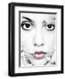 A Close-Up Portrait of a Woman with Dark Hair and Pink Poeny Looking into the Camera-Alaya Gadeh-Framed Premium Photographic Print